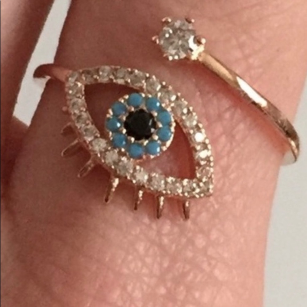 🍒3/$30 New Rose Gold Evil Eye Ring - Picture 2 of 2